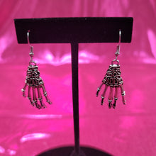 Load image into Gallery viewer, Silver Skeleton Hand Earrings

