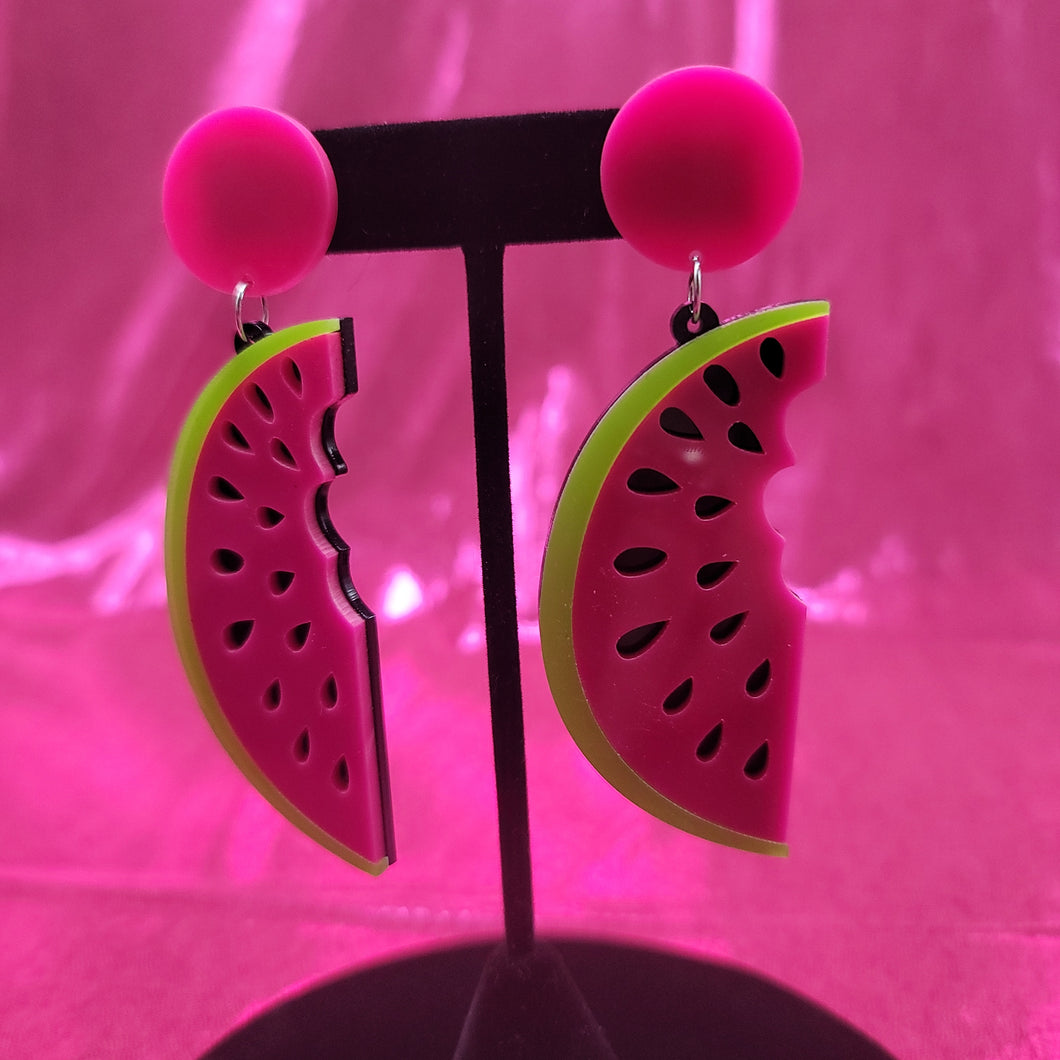Large Acrylic Watermelon Earrings