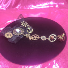Load image into Gallery viewer, Victorian Steampunk Cuff with Attached Skull Ring
