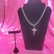 Load image into Gallery viewer, Flame Cross Necklace &amp; Earring Set
