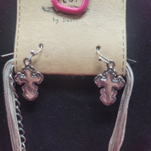 Load image into Gallery viewer, Stylized Cross Necklace and Earring Set
