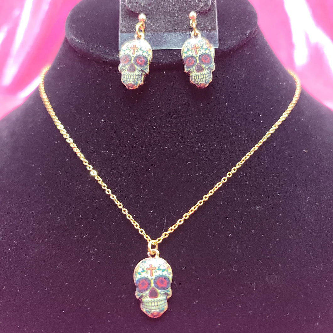 Day of the Dead Necklace & Earring Set