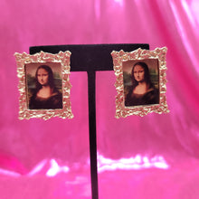 Load image into Gallery viewer, Mona Lisa Earrings with Gold Frames
