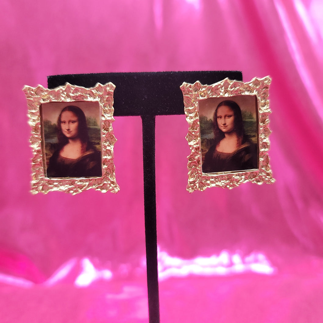 Mona Lisa Earrings with Gold Frames