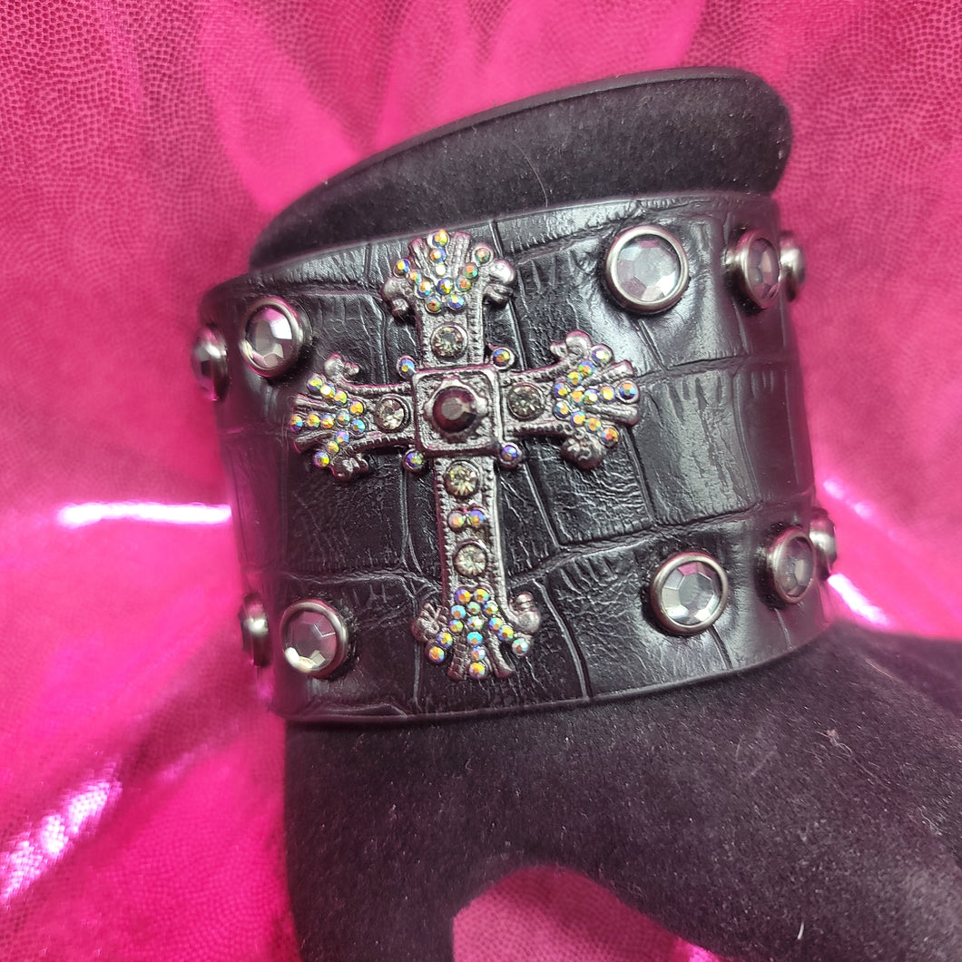 Jeweled Bracelet with Sparkly Cross