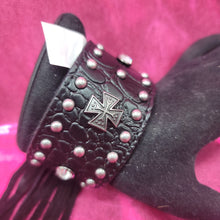Load image into Gallery viewer, Fringed Black Cross Bracelet
