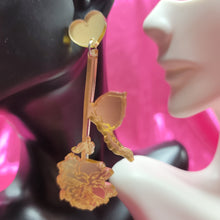 Load image into Gallery viewer, Mismatched Dagger &amp; Rose Earrings
