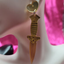 Load image into Gallery viewer, Mismatched Dagger &amp; Rose Earrings
