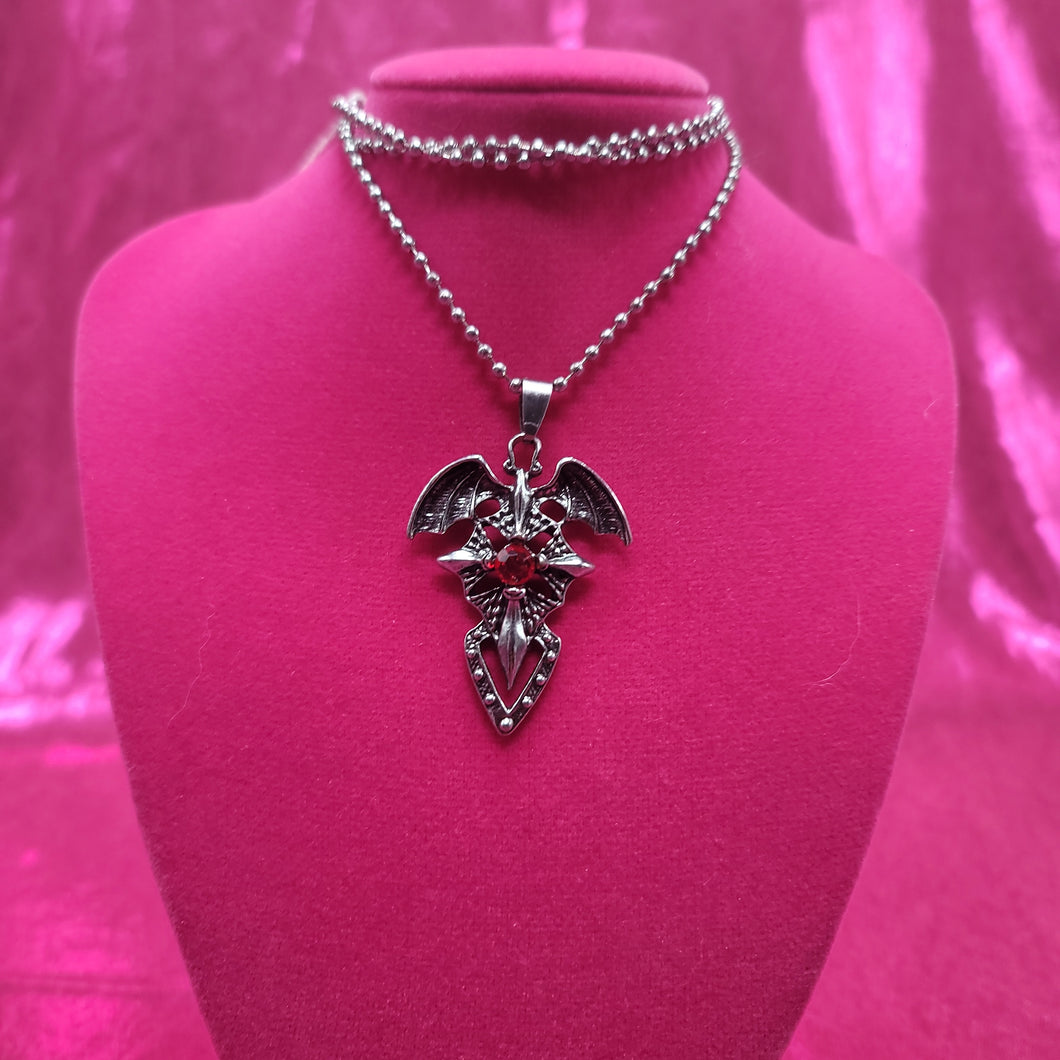 Dark Winged Cross Necklace