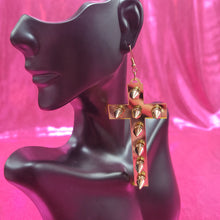 Load image into Gallery viewer, Spiked Gold Cross Earrings
