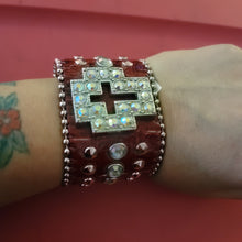 Load image into Gallery viewer, Sparkly, Studded Bracelets with Cut Out Cross
